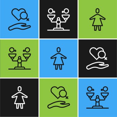 Kadın cinsiyeti, kadın cinsiyeti ve cinsiyet eşitliği ikonu olan bir çizgi çiz. Vektör