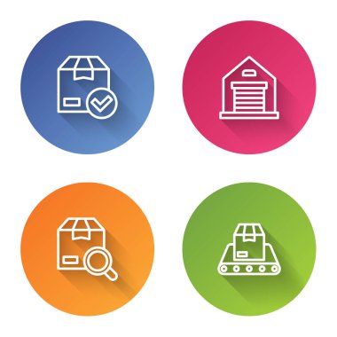 Satır giriş kutusunu işaretli, depo, arama paketi ve taşıma bandıyla ayarla. Renkli daire düğmesi. Vektör