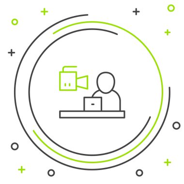 Son dakika haberi simgesi beyaz arkaplanda izole edildi. Televizyonda haberler. Haber spikeri yayın yapıyor. Kitlesel medya. Akşam haberleri. Renkli taslak konsepti. Vektör