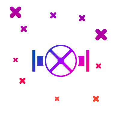 Renk Endüstrisi metalik borusu ve kapakçık simgesi beyaz arka planda izole edildi. Kademeli rastgele dinamik şekiller. Vektör.