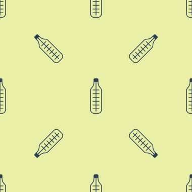 Tıbbi inceleme ikonu için mavi termometre sarı arka planda izole edilmiş pürüzsüz desen. Vektör