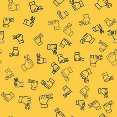 Mavi çizgi anahtarı simgesi sarı arkaplanda izole edilmiş pürüzsüz desen. Vektör.