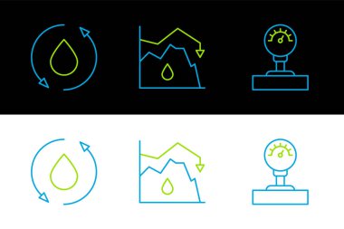 Ham petrol fiyat simgesinde çizgi ölçeği, yağ düşüşü ve düşüşü ayarlayın. Vektör