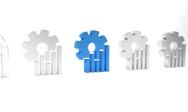 Mavi Pasta grafiği bilgi simgesi beyaz arkaplanda izole edildi. Diyagram çizelgesi. Minimalizm kavramı. 3 Boyutlu resimleme.