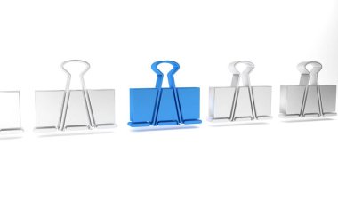 Beyaz arkaplanda mavi klasör simgesi izole edildi. Ataç. Minimalizm kavramı. 3 Boyutlu resimleme.