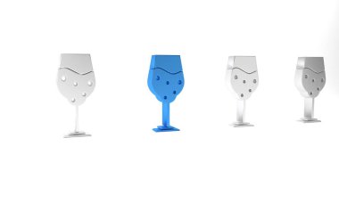 Beyaz arka planda izole edilmiş mavi bardak bira ikonu. Minimalizm kavramı. 3 Boyutlu resimleme.