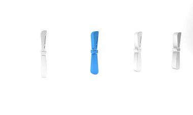 Mavi Bıçak simgesi beyaz arkaplanda izole edildi. Çatal bıçak sembolü. Minimalizm kavramı. 3 Boyutlu resimleme.