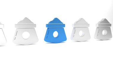 Beyaz arkaplanda mavi un torbası ikonu izole edildi. Minimalizm kavramı. 3 Boyutlu resimleme.
