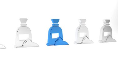 Beyaz arkaplanda mavi un torbası ikonu izole edildi. Minimalizm kavramı. 3 Boyutlu resimleme.