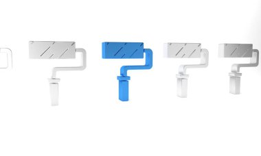 Beyaz arkaplanda mavi boya fırça ikonu izole edildi. Minimalizm kavramı. 3 Boyutlu resimleme.