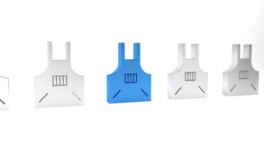 Mavi Mutfak önlüğü simgesi beyaz arkaplanda izole edildi. Yemek pişirmek için şef üniforması. Minimalizm kavramı. 3 Boyutlu resimleme.