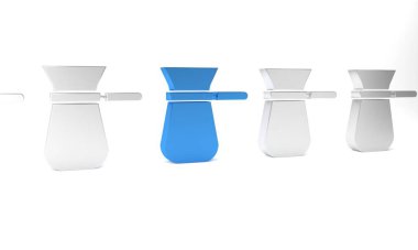 Mavi Kahve Türk simgesi beyaz arka planda izole edilmiş. Minimalizm kavramı. 3 Boyutlu resimleme.
