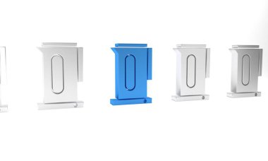 Beyaz arkaplanda ikonu olan mavi çaydanlık. Çaydanlık ikonu. Minimalizm kavramı. 3 Boyutlu resimleme.