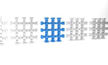 Mavi Hapishane pencere simgesi beyaz arkaplanda izole edildi. Minimalizm kavramı. 3 Boyutlu resimleme.