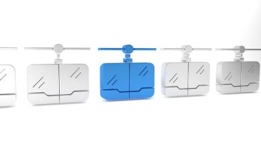 Mavi Kablo araba simgesi beyaz arkaplanda izole edildi. Füniküler işaret. Minimalizm kavramı. 3 Boyutlu resimleme.