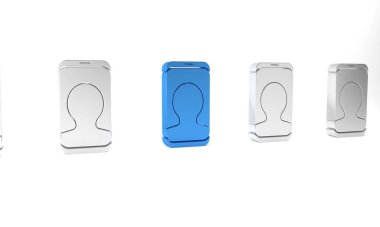 Mavi Taksi çağrı servisi simgesi beyaz arkaplanda izole edildi. Akıllı telefon taksisi. Minimalizm kavramı. 3 Boyutlu resimleme.