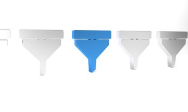 Mavi huni ya da filtre simgesi beyaz arkaplanda izole edildi. Minimalizm kavramı. 3 Boyutlu resimleme.