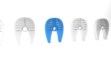 Mavi Balık bifteği ikonu beyaz arka planda izole edilmiş. Minimalizm kavramı. 3 Boyutlu resimleme.