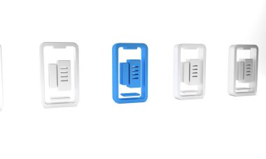 Mavi Akıllı Telefon, beyaz arkaplanda izole edilmiş bir cep telefonu simgesi. Minimalizm kavramı. 3 Boyutlu resimleme.