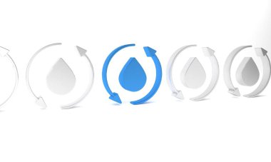 Mavi yağ damlası simgesi beyaz arkaplanda izole edildi. Minimalizm kavramı. 3 Boyutlu resimleme.