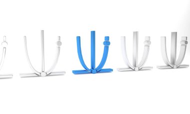 Mavi Grafik, çizelge, çizelge, diyagram, bilgi, beyaz arkaplanda izole edilmiş turta grafik simgesi. Minimalizm kavramı. 3 Boyutlu resimleme.