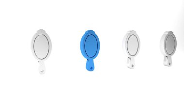 Mavi Sihirli el aynası ikonu beyaz arkaplanda izole edilmiş. Minimalizm kavramı. 3 Boyutlu resimleme.