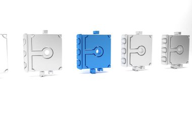 Beyaz arka planda izole edilmiş simya tarifleri, mistik büyüler ve büyüler içeren Mavi Kadim büyü kitabı. Minimalizm kavramı. 3 Boyutlu resimleme.