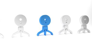 Mavi Web kamera simgesi beyaz arkaplanda izole edildi. Sohbet kamerası. Web kamerası simgesi. Minimalizm kavramı. 3 Boyutlu resimleme.