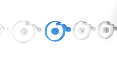 Beyaz arkaplanda izole edilmiş vinil disk simgesi olan Mavi Vinil oynatıcı. Minimalizm kavramı. 3 Boyutlu resimleme.