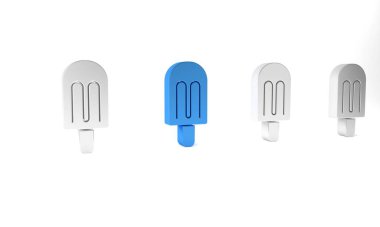 Beyaz arkaplanda izole edilmiş mavi dondurma ikonu. Güzel sembol. Minimalizm kavramı. 3 Boyutlu resimleme.