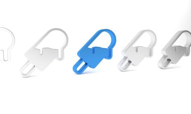 Beyaz arkaplanda izole edilmiş mavi dondurma ikonu. Güzel sembol. Minimalizm kavramı. 3 Boyutlu resimleme.