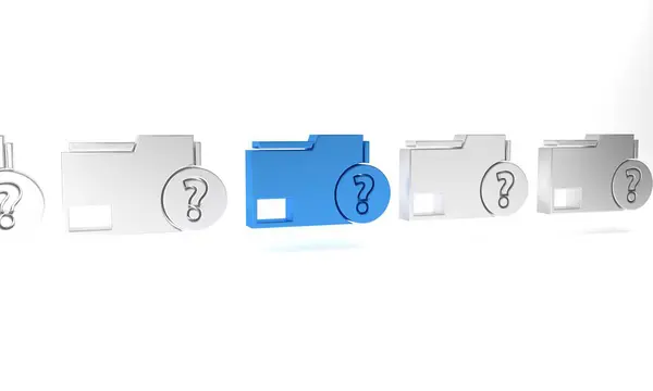 stock image Blue Unknown document folder icon isolated on white background. File with Question mark. Hold report, service and global search sign. Minimalism concept. 3D render illustration.