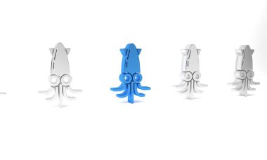 Mavi Ahtapot simgesi beyaz arkaplanda izole edildi. Minimalizm kavramı. 3 Boyutlu resimleme .