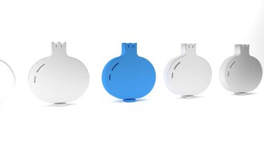 Mavi Nar simgesi beyaz arkaplanda izole edildi. Garnet meyvesi. Minimalizm kavramı. 3 Boyutlu resimleme .