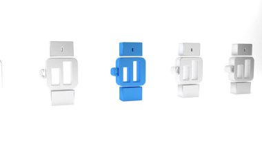 Mavi Smartwatch simgesi beyaz arkaplanda izole edildi. Minimalizm kavramı. 3 Boyutlu resimleme .