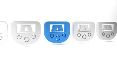 Harita simgesine sahip mavi GPS cihazı beyaz arkaplanda izole edildi. Minimalizm kavramı. 3 Boyutlu resimleme .