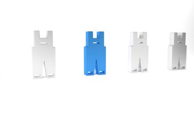 Mavi İş tulumları beyaz arkaplanda izole edilmiş. Minimalizm kavramı. 3 Boyutlu resimleme .