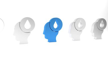 Mavi Su bırakma simgesi beyaz arkaplanda izole edildi. Minimalizm kavramı. 3 Boyutlu resimleme .