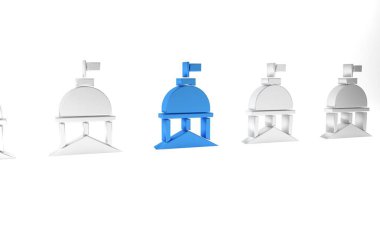 Mavi Saray simgesi beyaz arka planda izole edildi. Washington DC mi? Minimalizm kavramı. 3 Boyutlu resimleme .