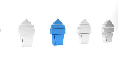 Beyaz arkaplanda izole edilmiş mavi dondurma ikonu. Güzel sembol. Minimalizm kavramı. 3 Boyutlu resimleme .