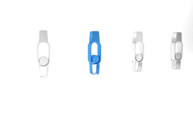 Mavi Smartwatch simgesi beyaz arkaplanda izole edildi. Fitness uygulaması konsepti. Minimalizm kavramı. 3 Boyutlu resimleme .