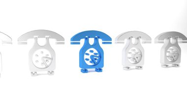 Mavi Telefon ahizesi simgesi beyaz arkaplanda izole edildi. Telefon işareti. Minimalizm kavramı. 3 Boyutlu resimleme .