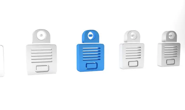 stock image Blue Intercom icon isolated on white background. Minimalism concept. 3D render illustration .