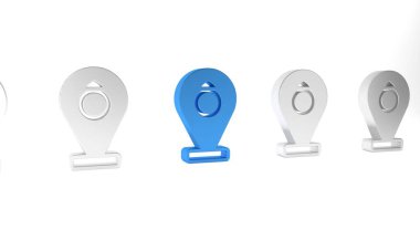 Mavi Ön cephe binası kuyumcu simgesi beyaz arka planda izole edilmiş. Minimalizm kavramı. 3 Boyutlu resimleme.