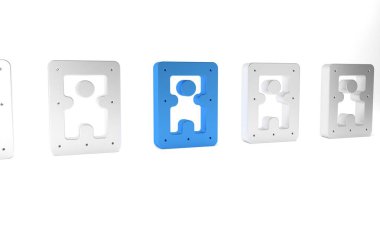 Mavi Disk Sürücüsü HDD simgesi beyaz arkaplanda izole edildi. Minimalizm kavramı. 3 Boyutlu resimleme.