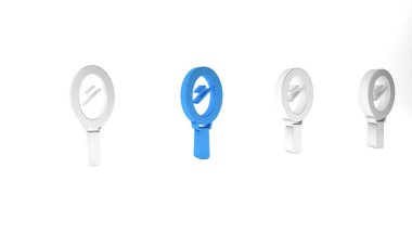 Mavi El ayna simgesi beyaz arkaplanda izole edildi. Minimalizm kavramı. 3 Boyutlu resimleme.