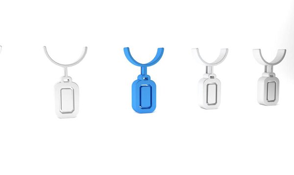 Blue Pendant on necklace icon isolated on white background. Minimalism concept. 3D render illustration.