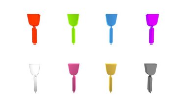 Beyaz arkaplanda renkli Spatula simgesi izole edildi. Mutfak spatula ikonu. Barbekü spatula işareti. Barbekü ve ızgara aleti. Minimalizm kavramı. 3 Boyutlu resimleme
