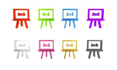 Beyaz arkaplanda renkli Chalkboard simgesi izole edildi. Okul karatahtası. Minimalizm kavramı. 3 Boyutlu resimleme