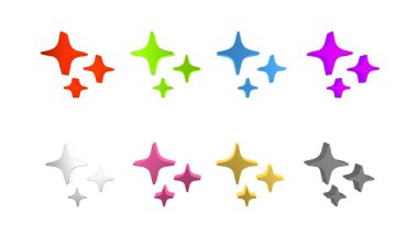 Beyaz arkaplanda izole edilmiş renkli düşen yıldız simgesi. Yıldız izi ile kayan yıldız. Göktaşı, göktaşı, kuyruklu yıldız, asteroid, yıldız ikonu. Minimalizm kavramı. 3 Boyutlu resimleme